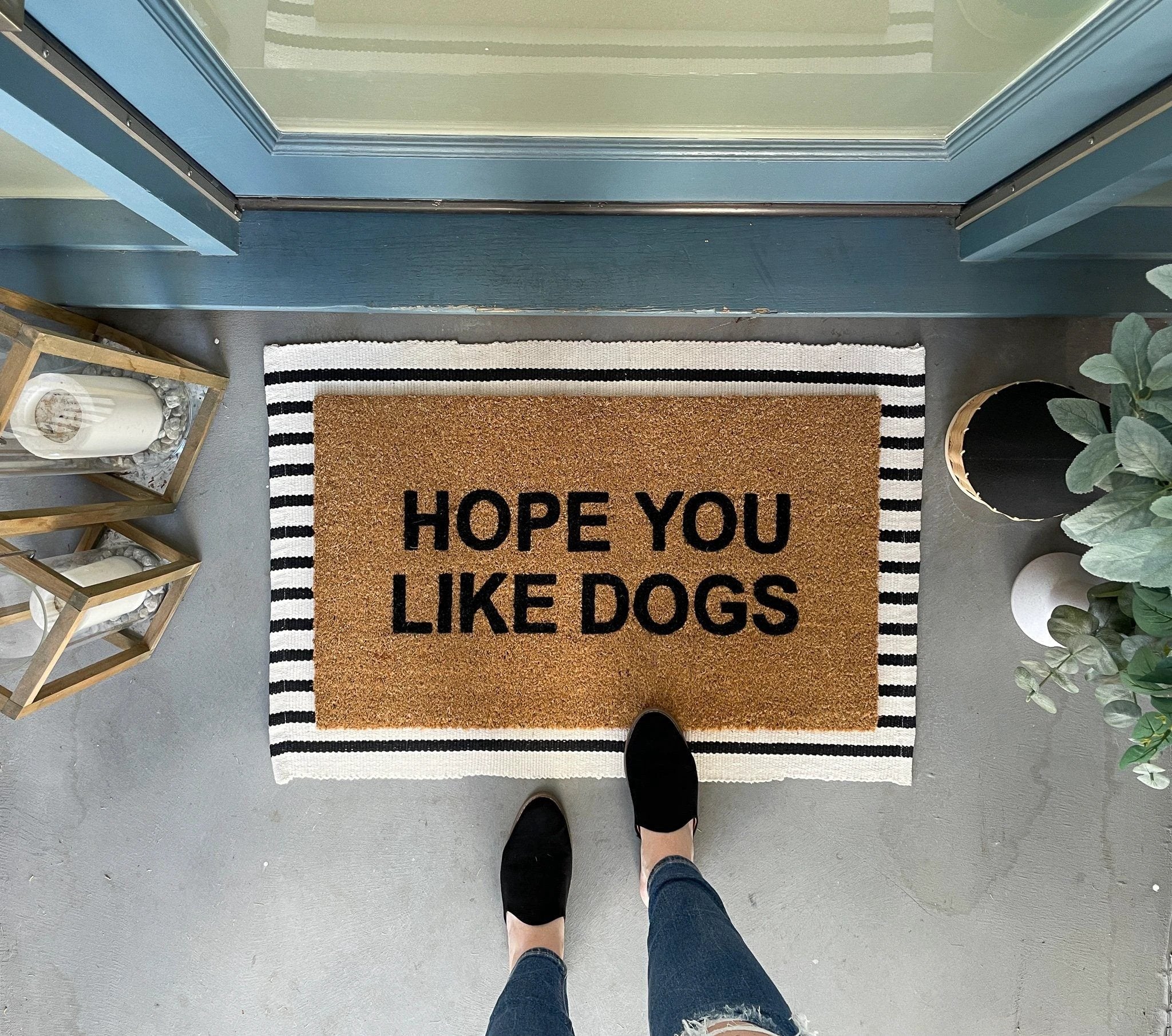 Hope You Like Dogs Funny Doormat by Nickel Designs Custom Doormats