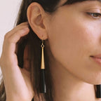 Horn and Recycled Brass Drop Hook Earrings - Lulu Earrings La Vie Bien Horn and Recycled Brass Drop Hook Earrings - Lulu