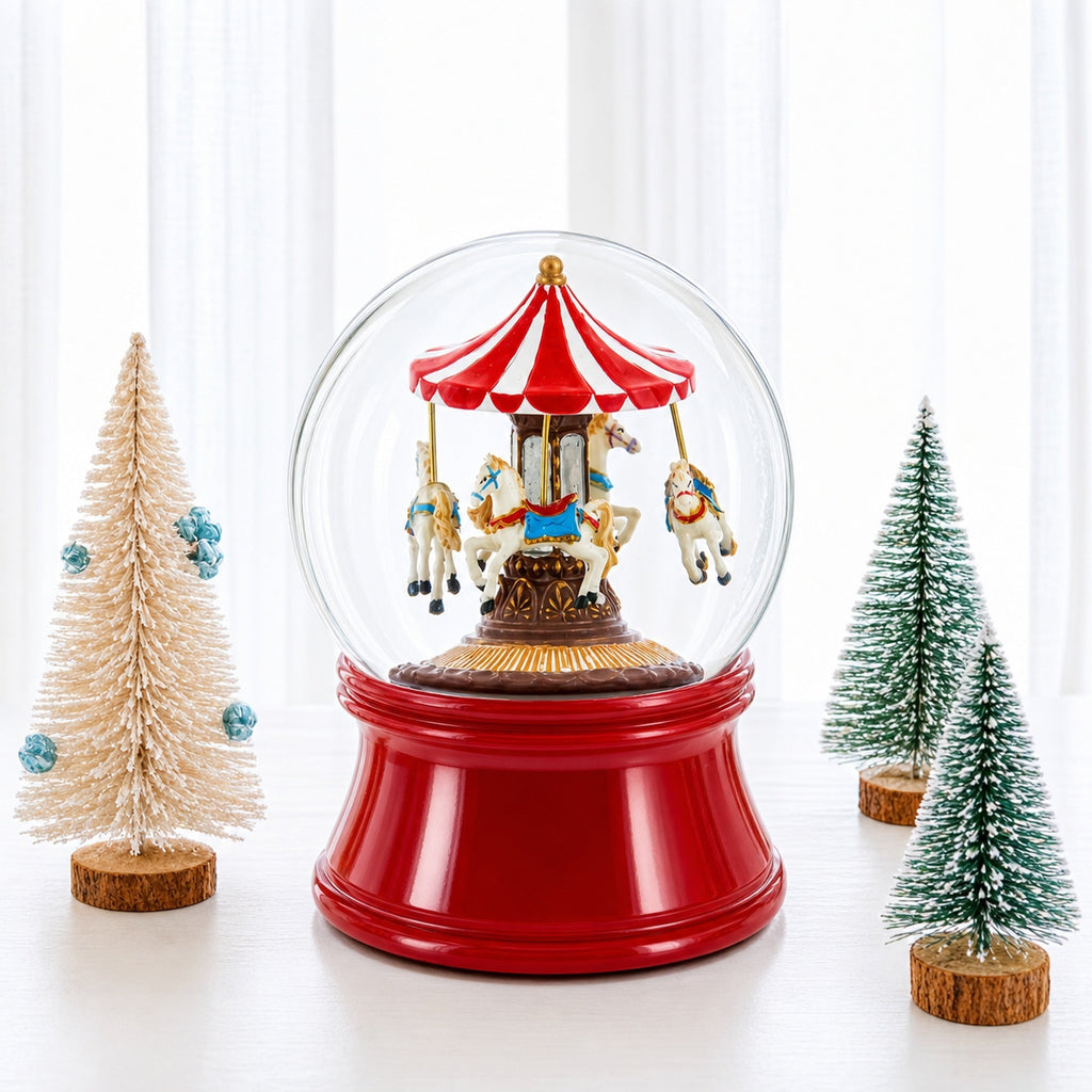 Horses Carousel Melody Spinning Musical Water Globe Snow Globes > Carousels La Vie Bien Horses Carousel Melody Spinning Musical Water Globe