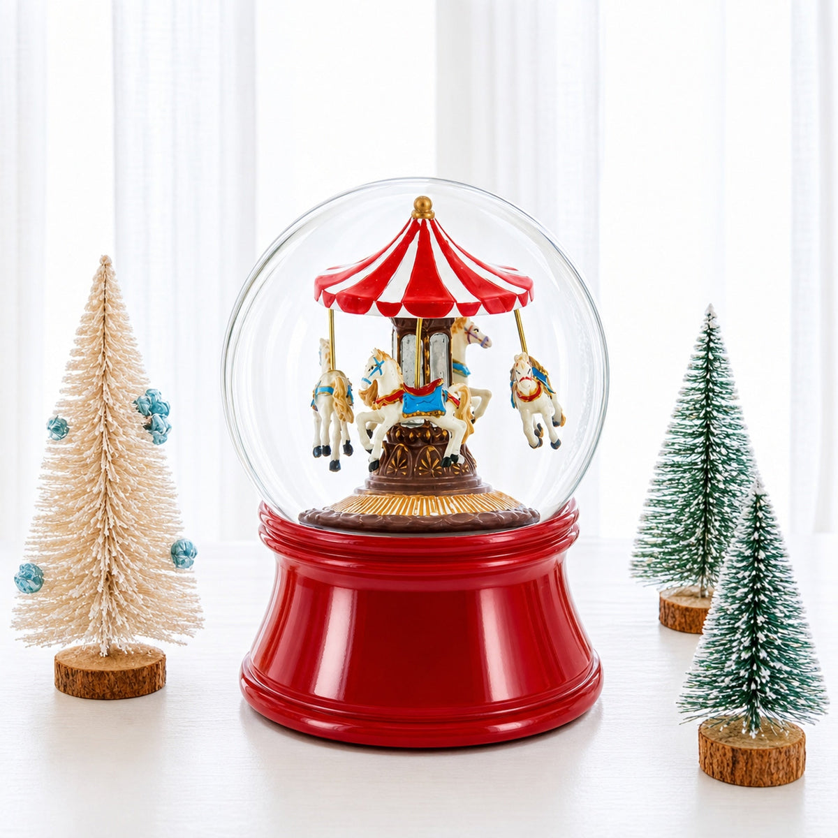 Horses Carousel Melody Spinning Musical Water Globe Snow Globes > Carousels La Vie Bien Horses Carousel Melody Spinning Musical Water Globe
