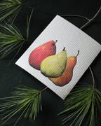 Hostess set of 3 | Pears, Tangerine, and Pinecone (Botanical artist Cara Cummings) Swedish Dishcloths La Vie Bien Hostess set of 3 | Pears, Tangerine, and Pinecone (Botanical artist Cara Cummings)