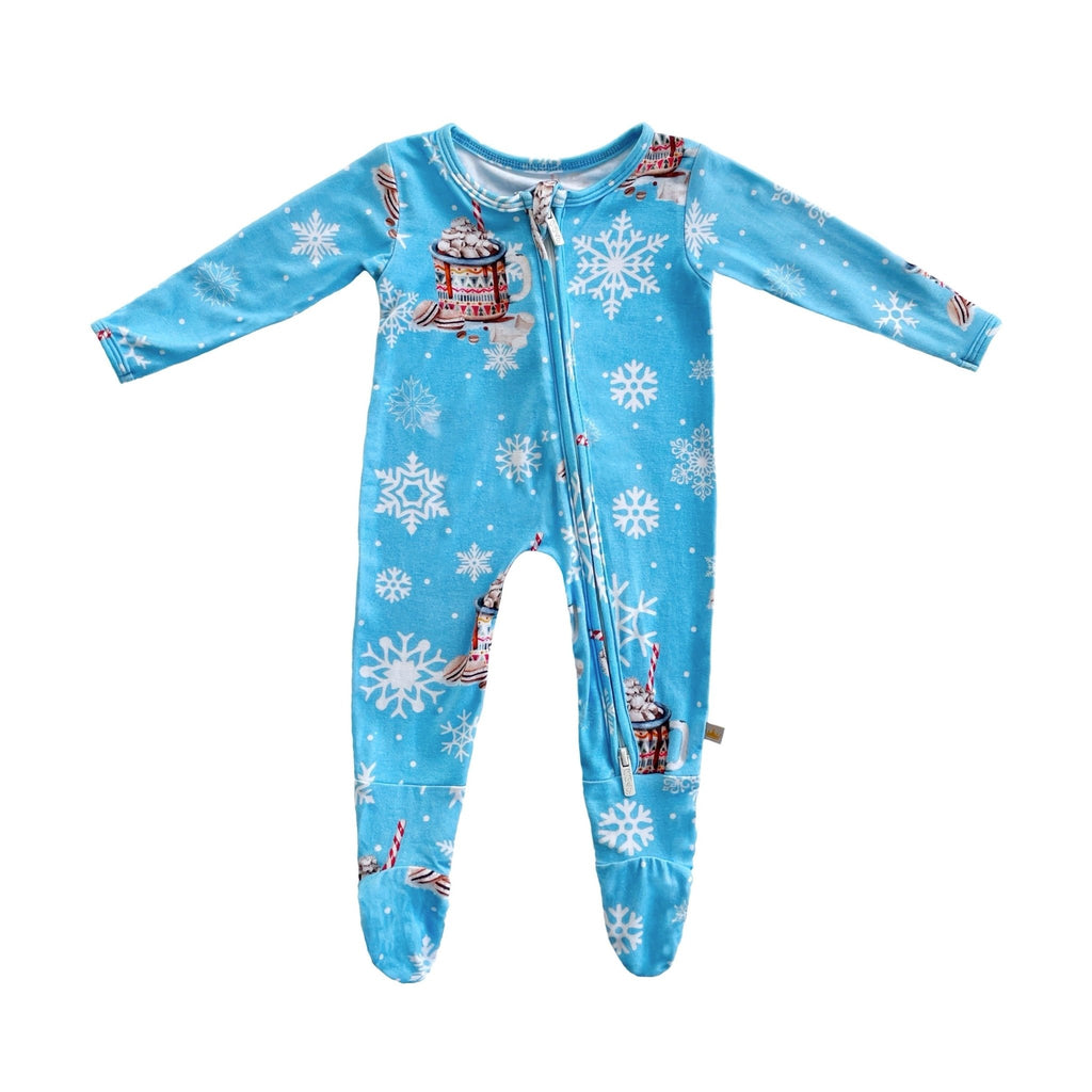 Hot Cocoa And Marshmallows On A Holiday Winter Snow Day Zip Footie Onesie La Vie Bien Hot Cocoa And Marshmallows On A Holiday Winter Snow Day Zip Footie