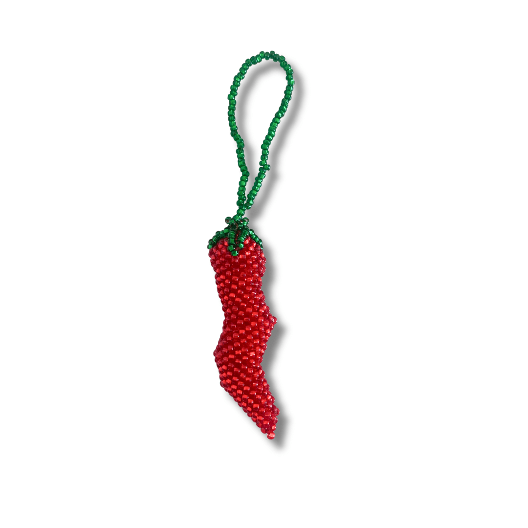Hot Pepper Seed Bead Ornament - Guatemala Decor La Vie Bien Hot Pepper Seed Bead Ornament - Guatemala
