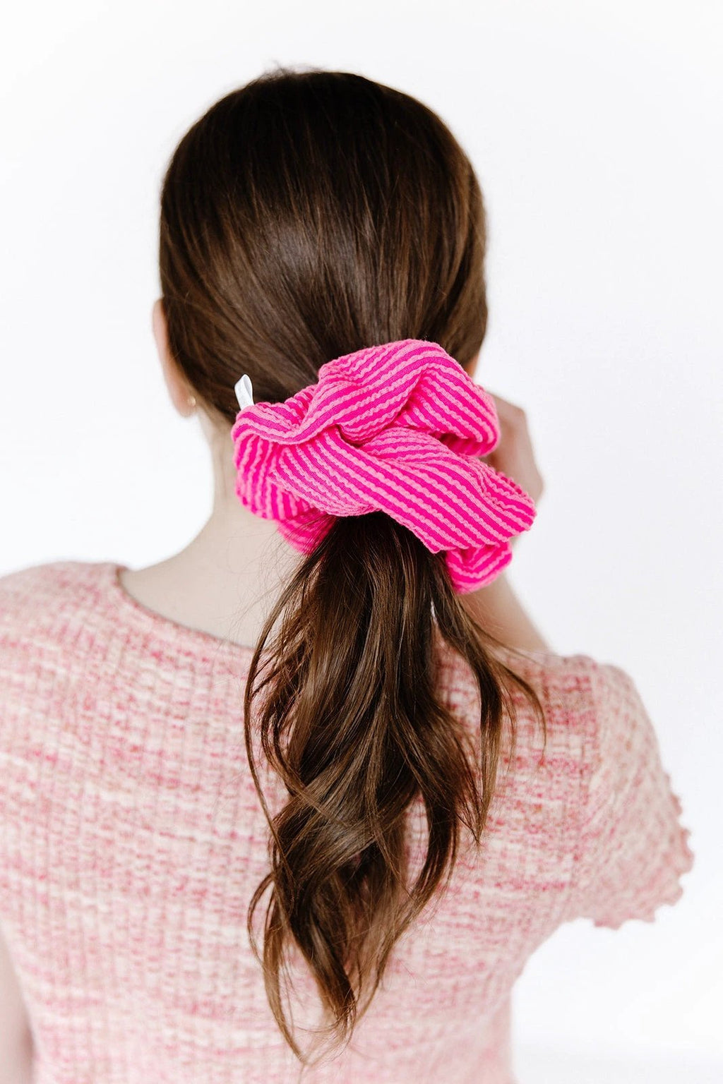 Hot Pink Ribbed Oversized Scrunchie by Evie Pearl Handmade