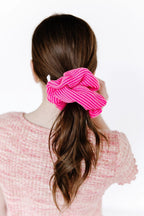 Hot Pink Ribbed Oversized Scrunchie by Evie Pearl Handmade