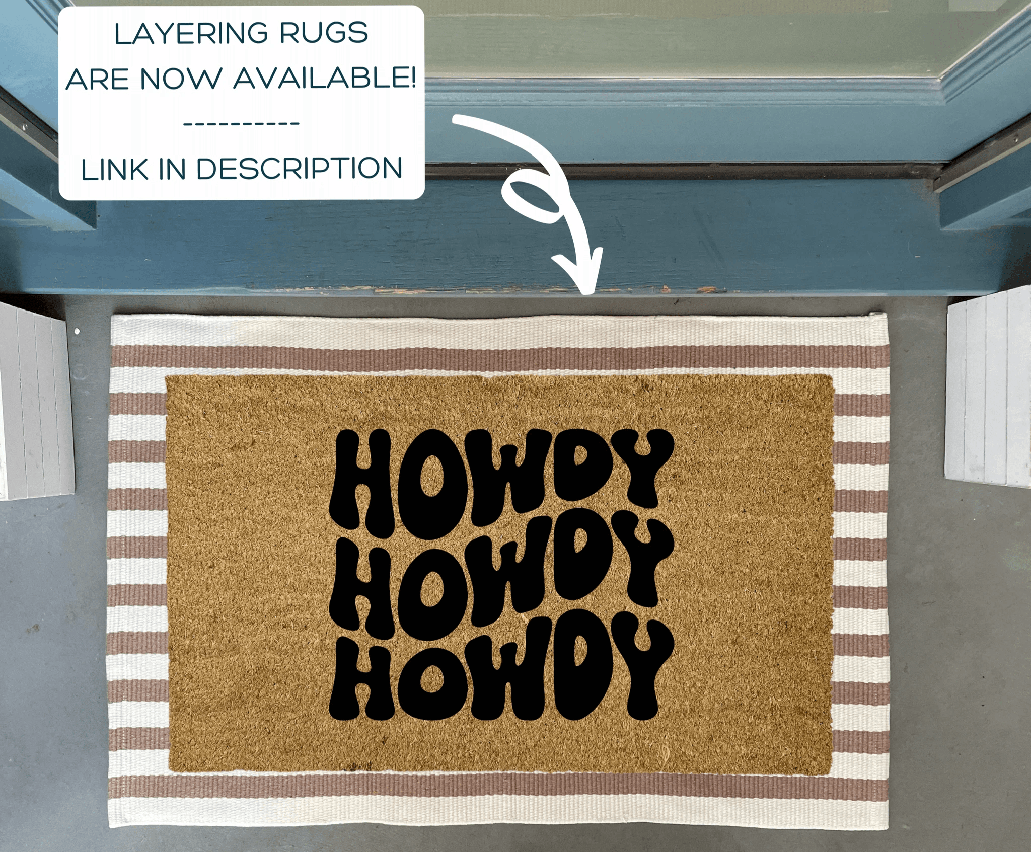 Howdy Retro Style Doormat by Nickel Designs Custom Doormats