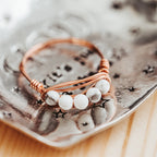 Howlite Wire Wrapped White Crystal Ring Finger Rings La Vie Bien Howlite Wire Wrapped White Crystal Ring