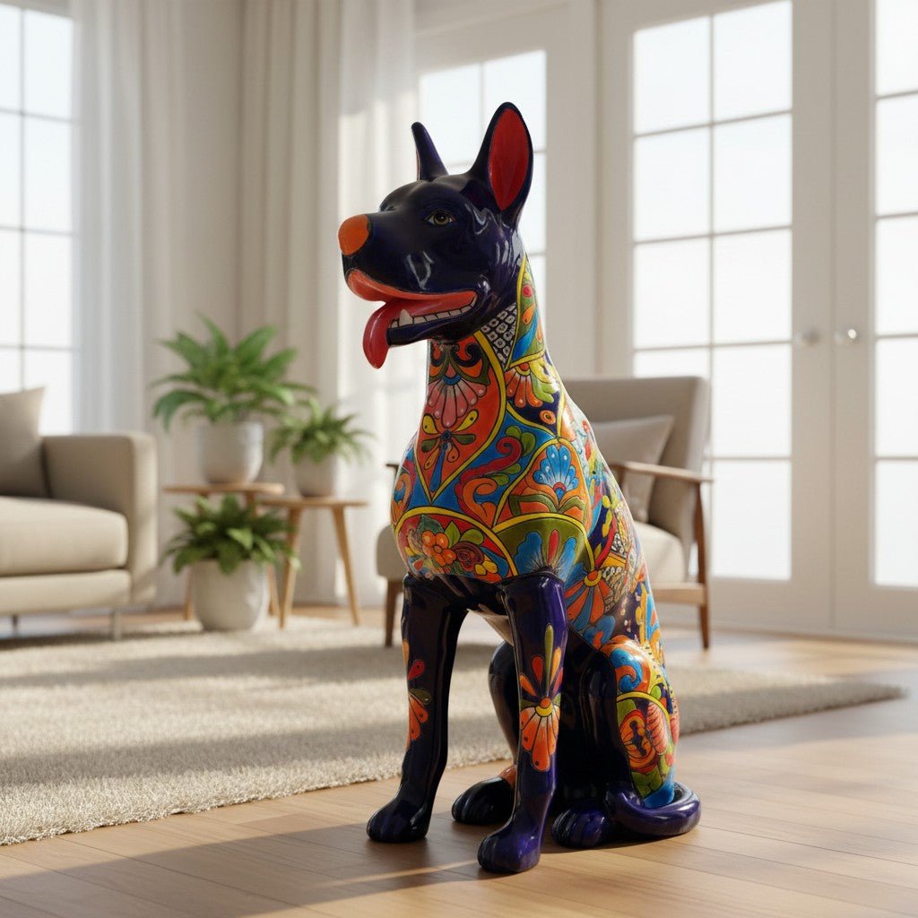 Huge Talavera Dog Statue | Colorful Mexican Ceramic Statue Talavera Statue La Vie Bien Huge Talavera Dog Statue | Colorful Mexican Ceramic Statue