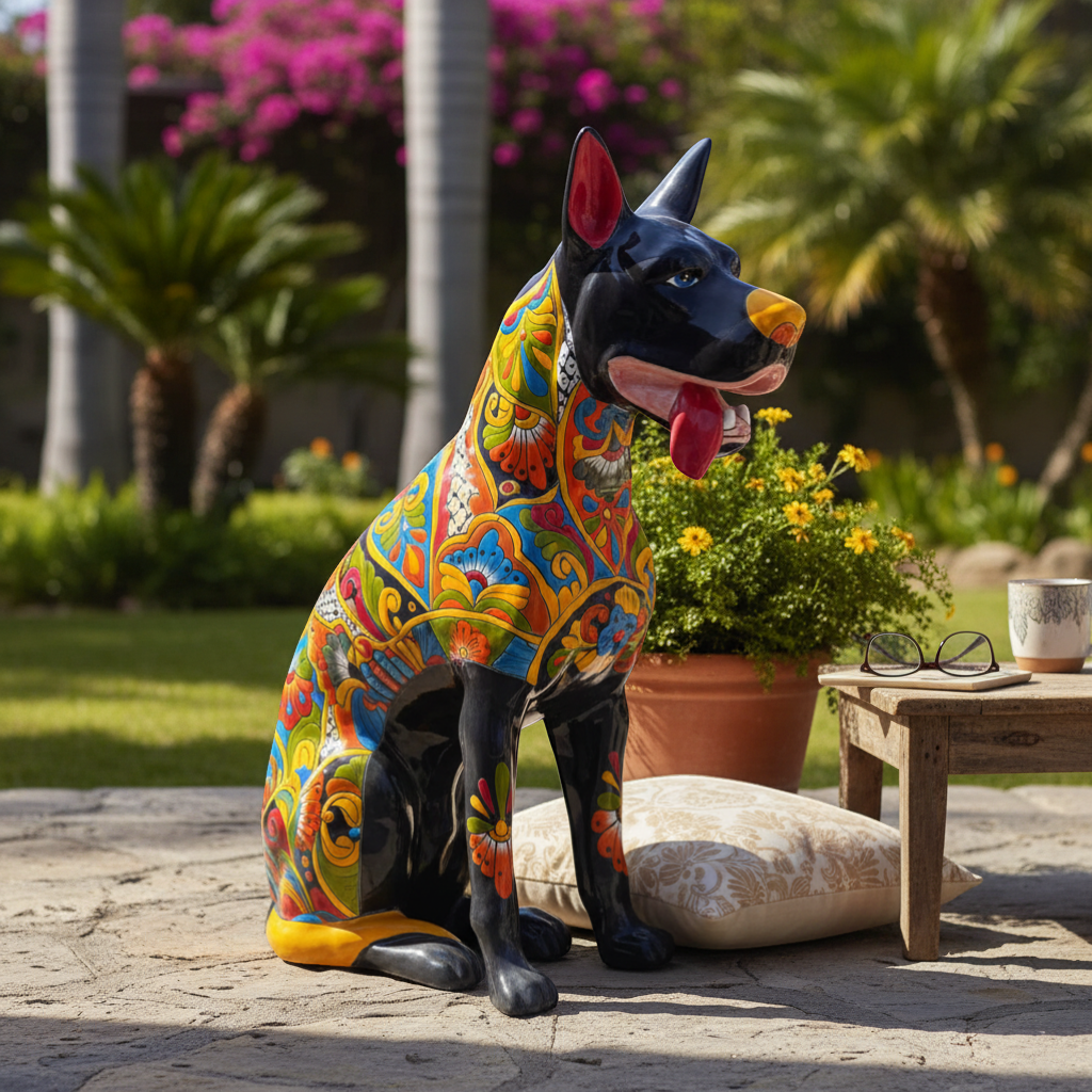 Huge Talavera Dog Statue | Colorful Mexican Ceramic Statue Talavera Statue La Vie Bien Huge Talavera Dog Statue | Colorful Mexican Ceramic Statue