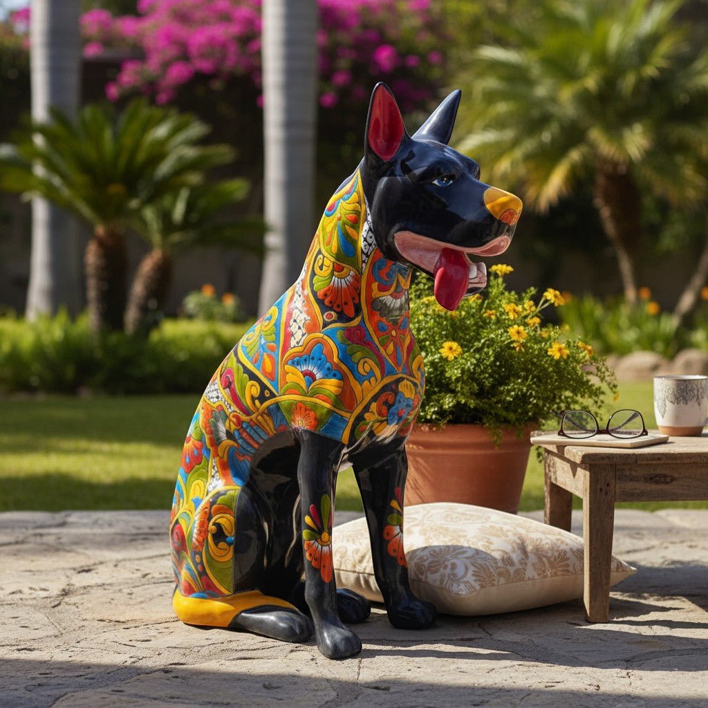 Huge Talavera Dog Statue | Colorful Mexican Ceramic Statue Talavera Statue La Vie Bien Huge Talavera Dog Statue | Colorful Mexican Ceramic Statue