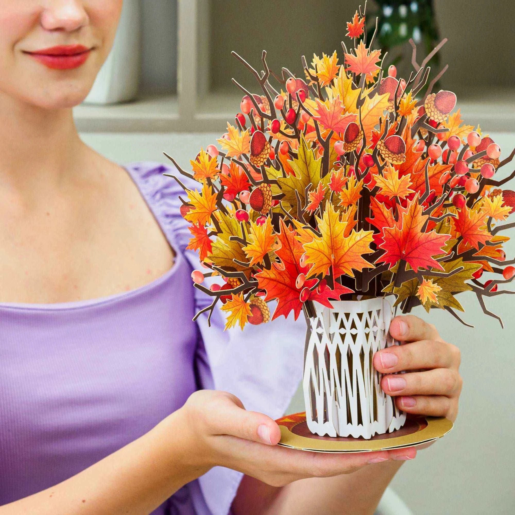 HugePop Pop Up Maple Leaf with Detachable Bouquet by Paper Love
