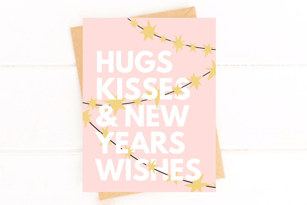 Hugs Kisses and New Year's Wishes Season's Greetings Card by Five Dot Post