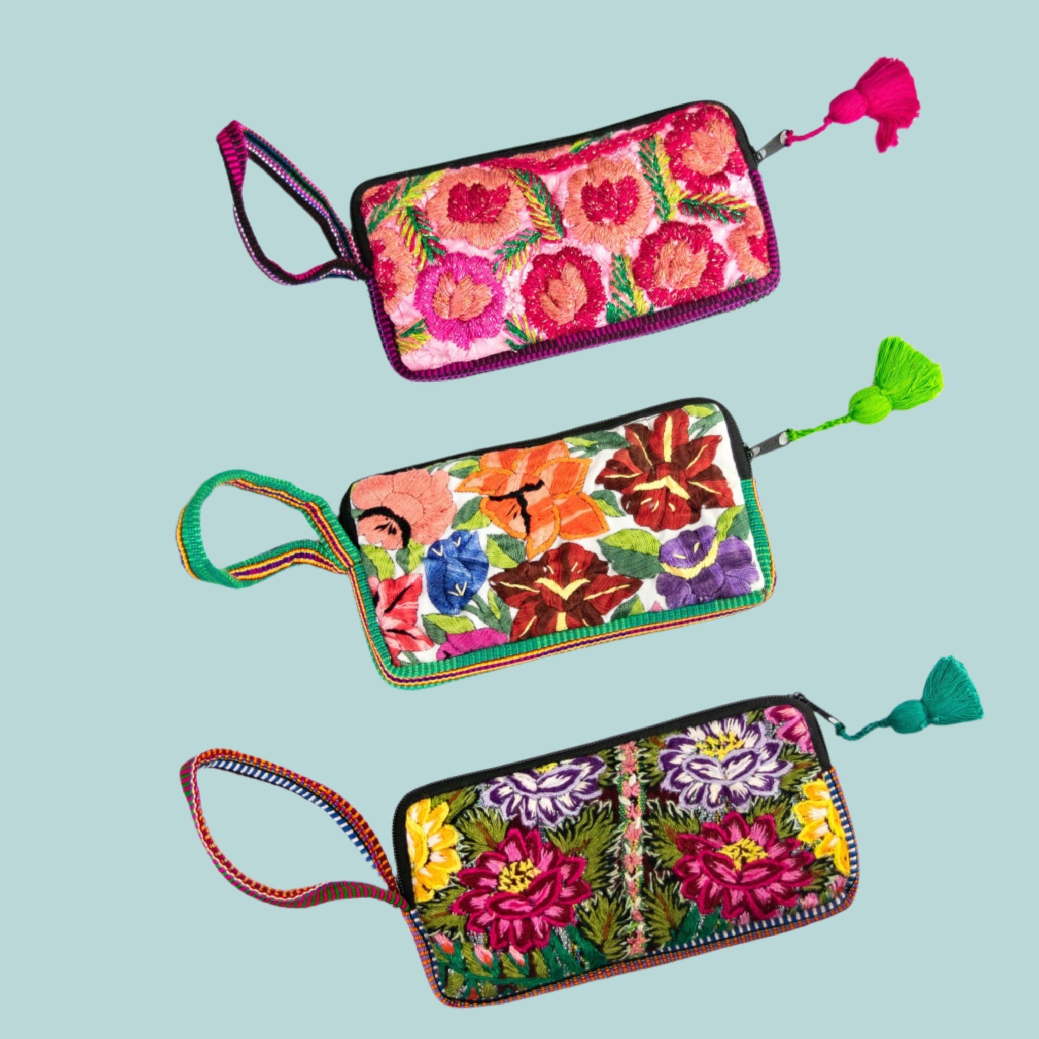 Huipil Embroidered Flower Wallet - Guatemala Bags La Vie Bien Huipil Embroidered Flower Wallet - Guatemala