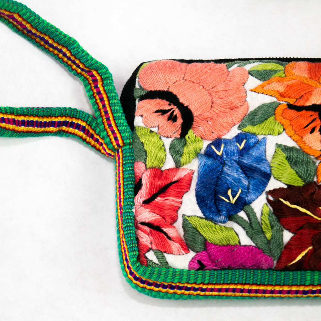 Huipil Embroidered Flower Wallet - Guatemala Bags La Vie Bien Huipil Embroidered Flower Wallet - Guatemala