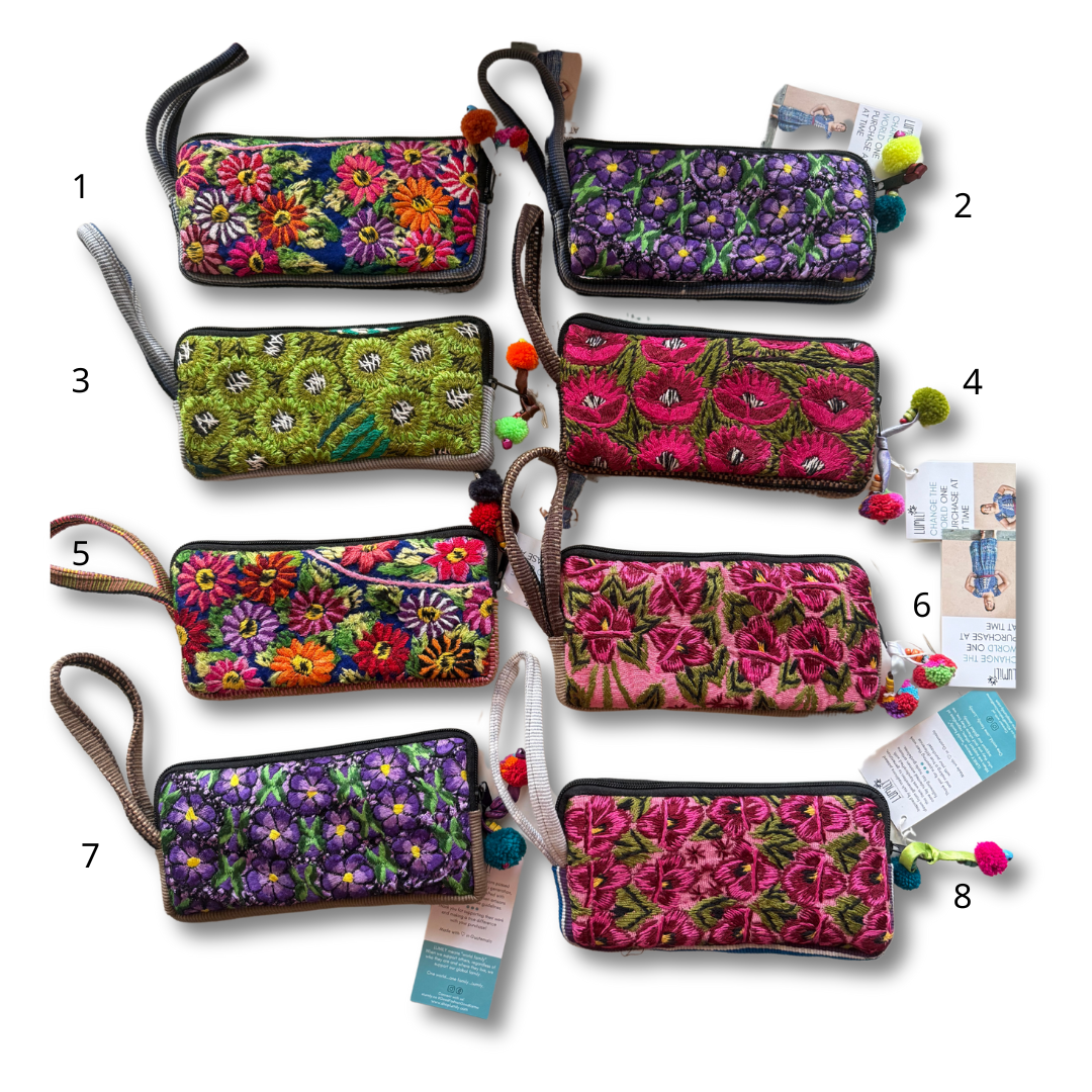 Huipil Embroidered Flower Wallet - Guatemala Bags La Vie Bien Huipil Embroidered Flower Wallet - Guatemala