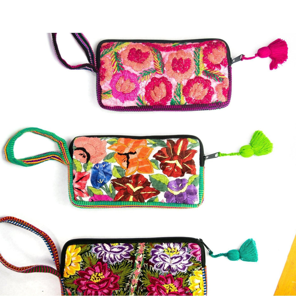 Huipil Embroidered Flower Wallet - Guatemala Bags La Vie Bien Huipil Embroidered Flower Wallet - Guatemala