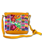 Huipil Upcycled Leather Crossbody Adjustable Strap Bag - Guatemala Bags La Vie Bien Huipil Upcycled Leather Crossbody Adjustable Strap Bag - Guatemala