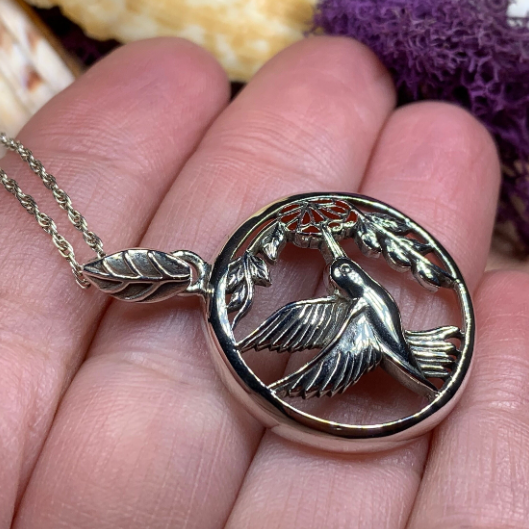 Tropical Hummingbird Necklace in Sterling Silver