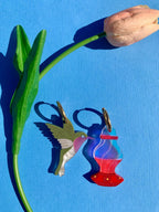 Hummingbird & Feeder Acrylic Statement Earrings Earrings La Vie Bien Hummingbird & Feeder Acrylic Statement Earrings