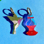 Hummingbird & Feeder Acrylic Statement Earrings Earrings La Vie Bien Hummingbird & Feeder Acrylic Statement Earrings