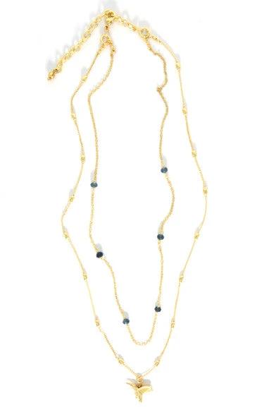 Hummingbird Lapis Convertible Necklace by Fair Anita