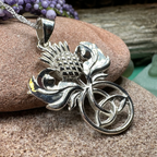 Scottish Thistle Trinity Knot Necklace in Sterling Silver
