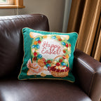 Set of 2 Happy Easter & Easter Eggs Throw Pillow Covers
