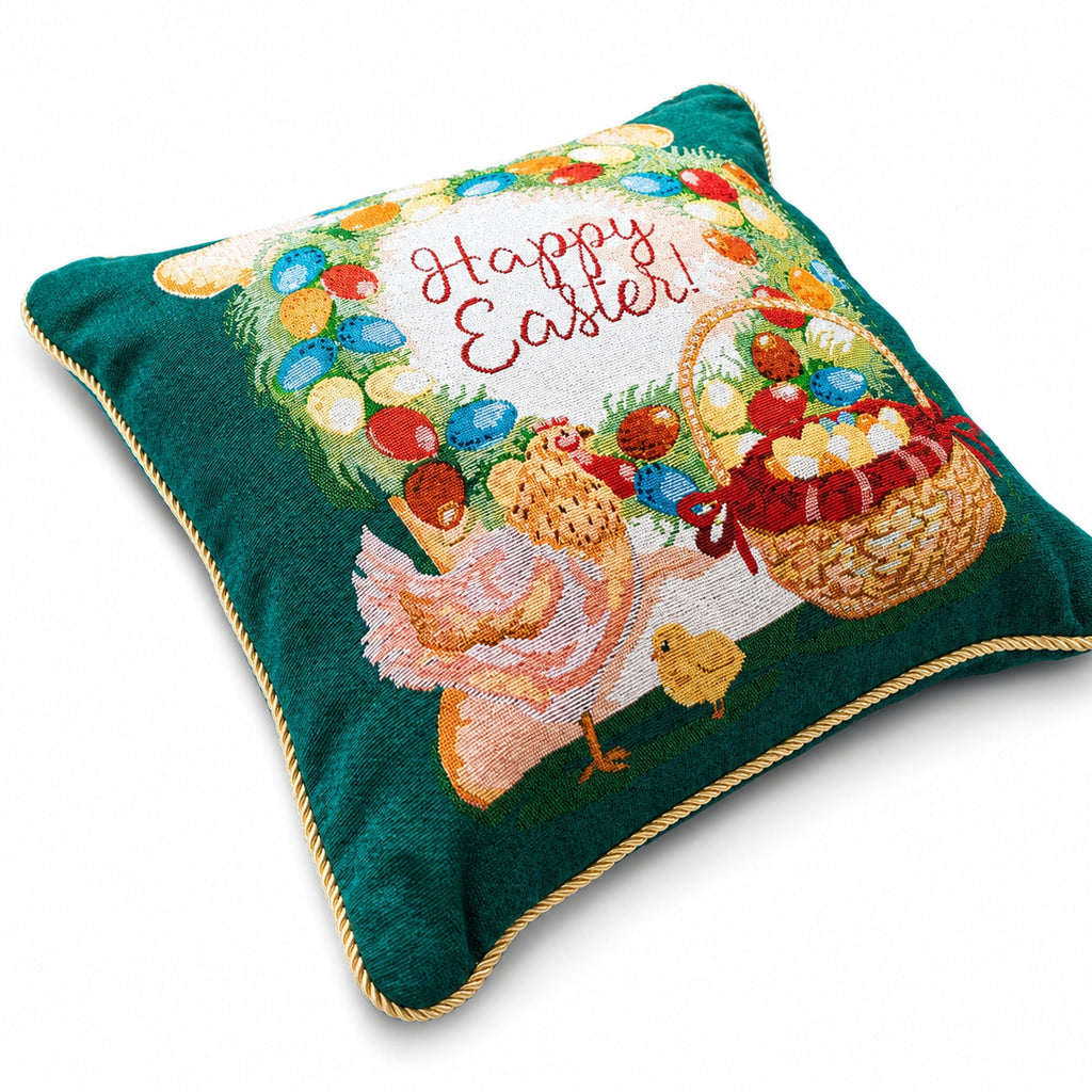 Set of 2 Happy Easter & Easter Eggs Throw Pillow Covers