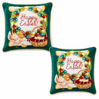 Set of 2 Happy Easter & Easter Eggs Throw Pillow Covers