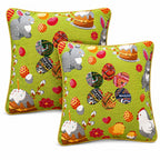 Set of 2 Easter Eggs with Bunny, Chicks and Willow Tree Throw Pillow Covers