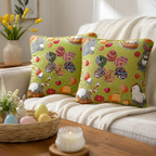 Set of 2 Easter Eggs with Bunny, Chicks and Willow Tree Throw Pillow Covers