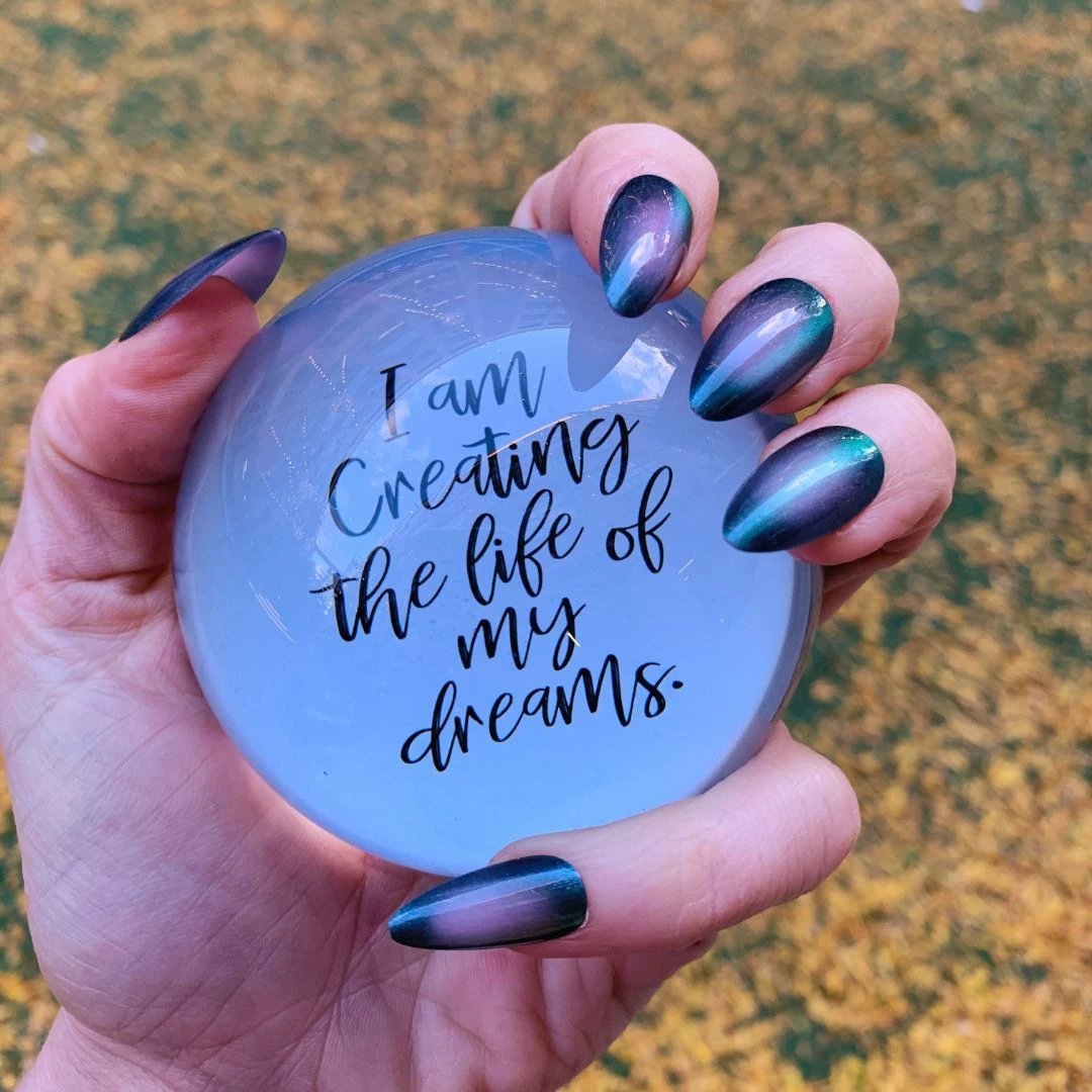 I Am Creating The Life Of My Dreams Glass Dome Paper Weight | Paper Document Holder by The Bullish Store