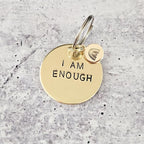 I AM ENOUGH Brass Keychain with Rainbow Emoji Keychains La Vie Bien I AM ENOUGH Brass Keychain with Rainbow Emoji