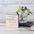 I Breathe In Confidence And Exhale Fear Inspo Block Sign | Metallic Copper Details by The Bullish Store