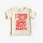 I crush Hearts Monster Truck toddler and youth tee shirt, Valentine's Day collection by Benny and Ray Apparel
