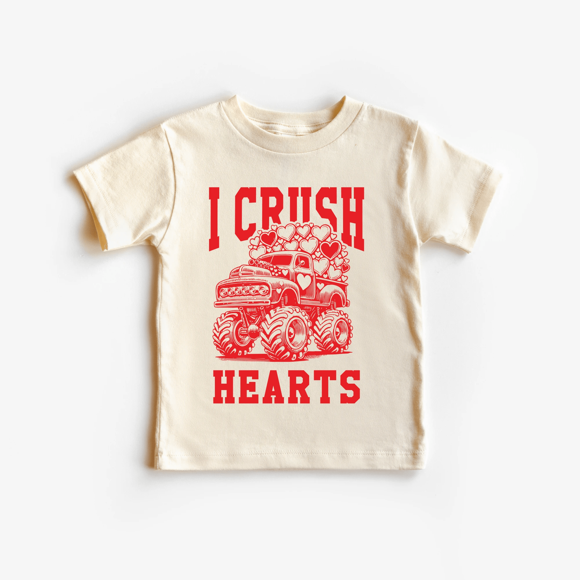 I crush Hearts Monster Truck toddler and youth tee shirt, Valentine's Day collection by Benny and Ray Apparel