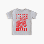I crush Hearts Monster Truck toddler and youth tee shirt, Valentine's Day collection by Benny and Ray Apparel