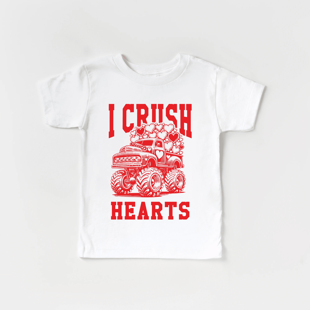 I crush Hearts Monster Truck toddler and youth tee shirt, Valentine's Day collection by Benny and Ray Apparel