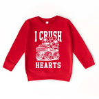 I Crush Hearts Monster Truck toddler and youth Sweater, Valentine's Day collection by Benny and Ray Apparel