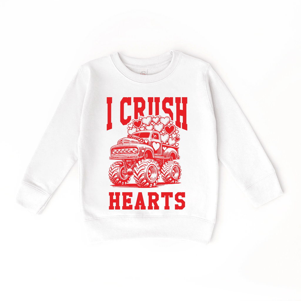 I Crush Hearts Monster Truck toddler and youth Sweater, Valentine's Day collection by Benny and Ray Apparel