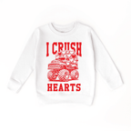 I Crush Hearts Monster Truck toddler and youth Sweater, Valentine's Day collection by Benny and Ray Apparel