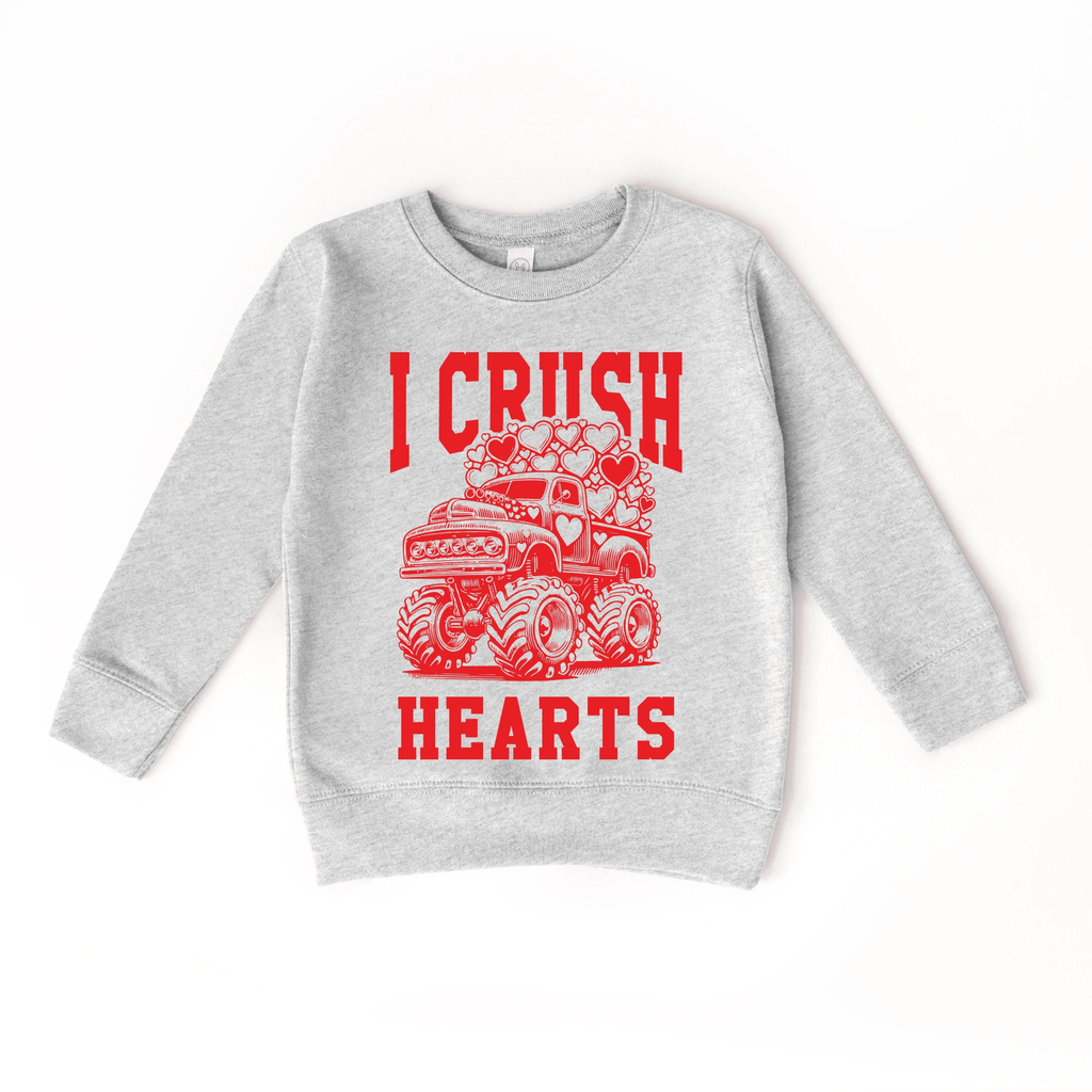 I Crush Hearts Monster Truck toddler and youth Sweater, Valentine's Day collection by Benny and Ray Apparel