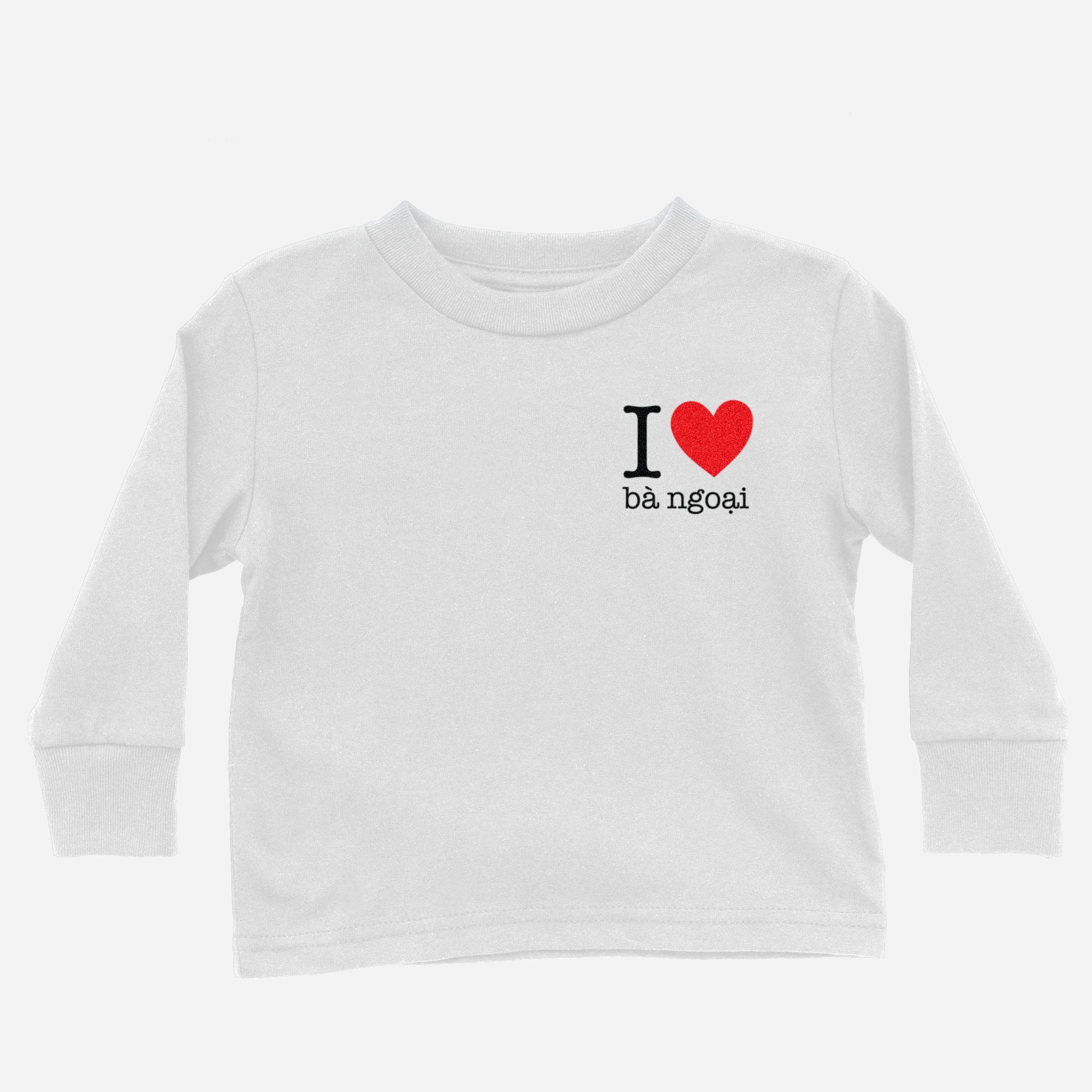 I Heart Grandma / bà ngoại Vietnamese Maternal Long Sleeve Shirt (Toddler) long sleeves La Vie Bien I Heart Grandma / bà ngoại Vietnamese Maternal Long Sleeve Shirt (Toddler)
