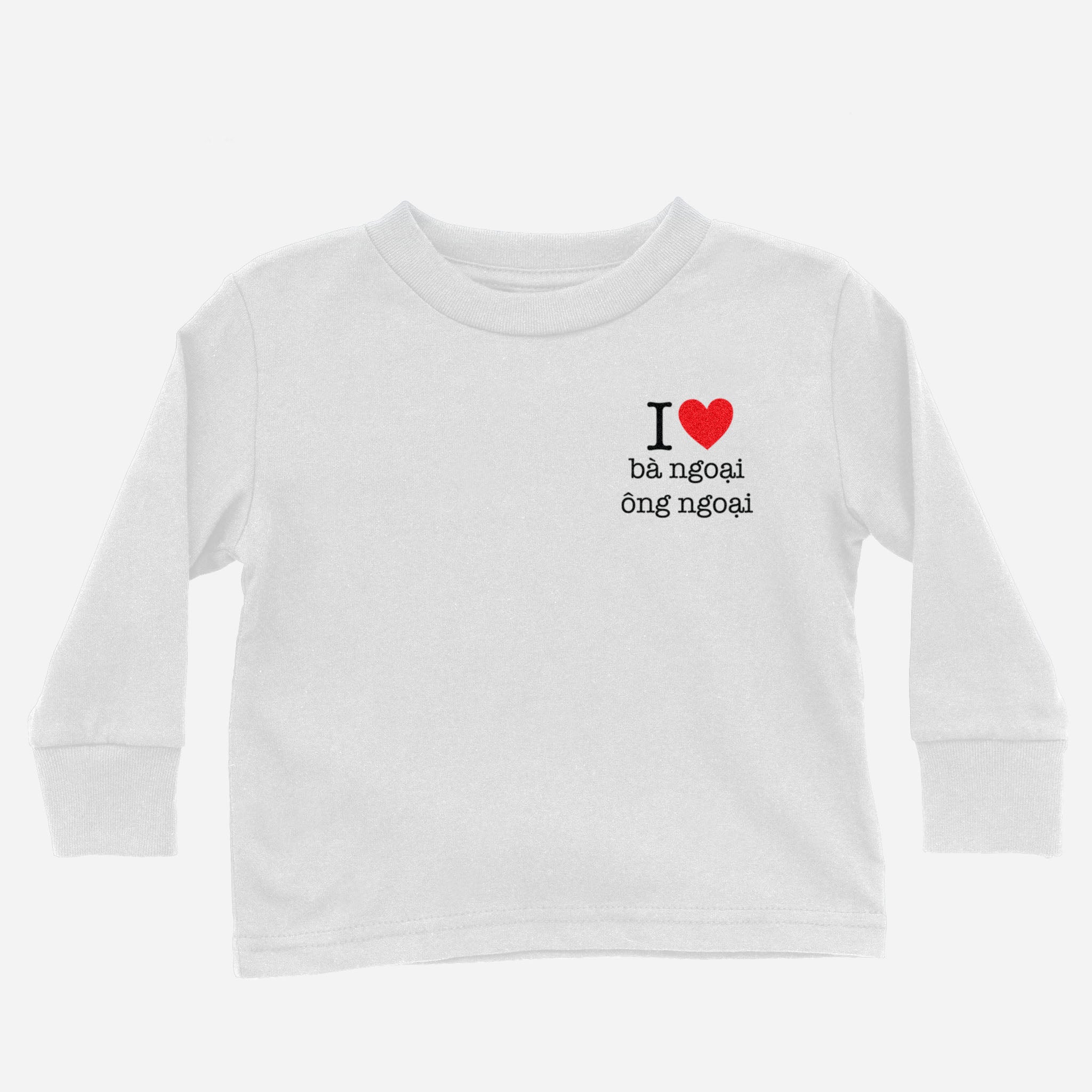 I Heart Grandma & Grandpa Vietnamese Maternal Long Sleeve Shirt (Toddler) long sleeves La Vie Bien I Heart Grandma & Grandpa Vietnamese Maternal Long Sleeve Shirt (Toddler)
