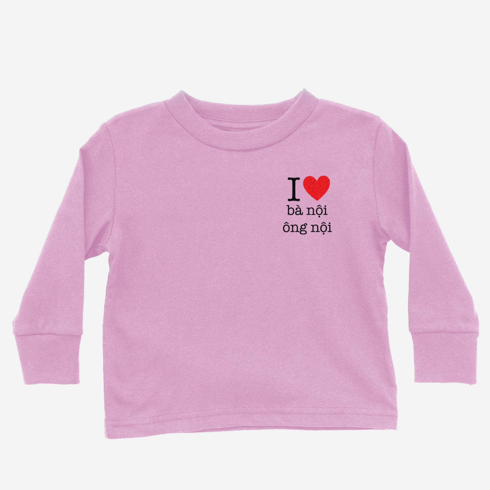 I Heart Grandma & Grandpa Vietnamese Paternal Long Sleeve Shirt (Toddler) long sleeves La Vie Bien I Heart Grandma & Grandpa Vietnamese Paternal Long Sleeve Shirt (Toddler)