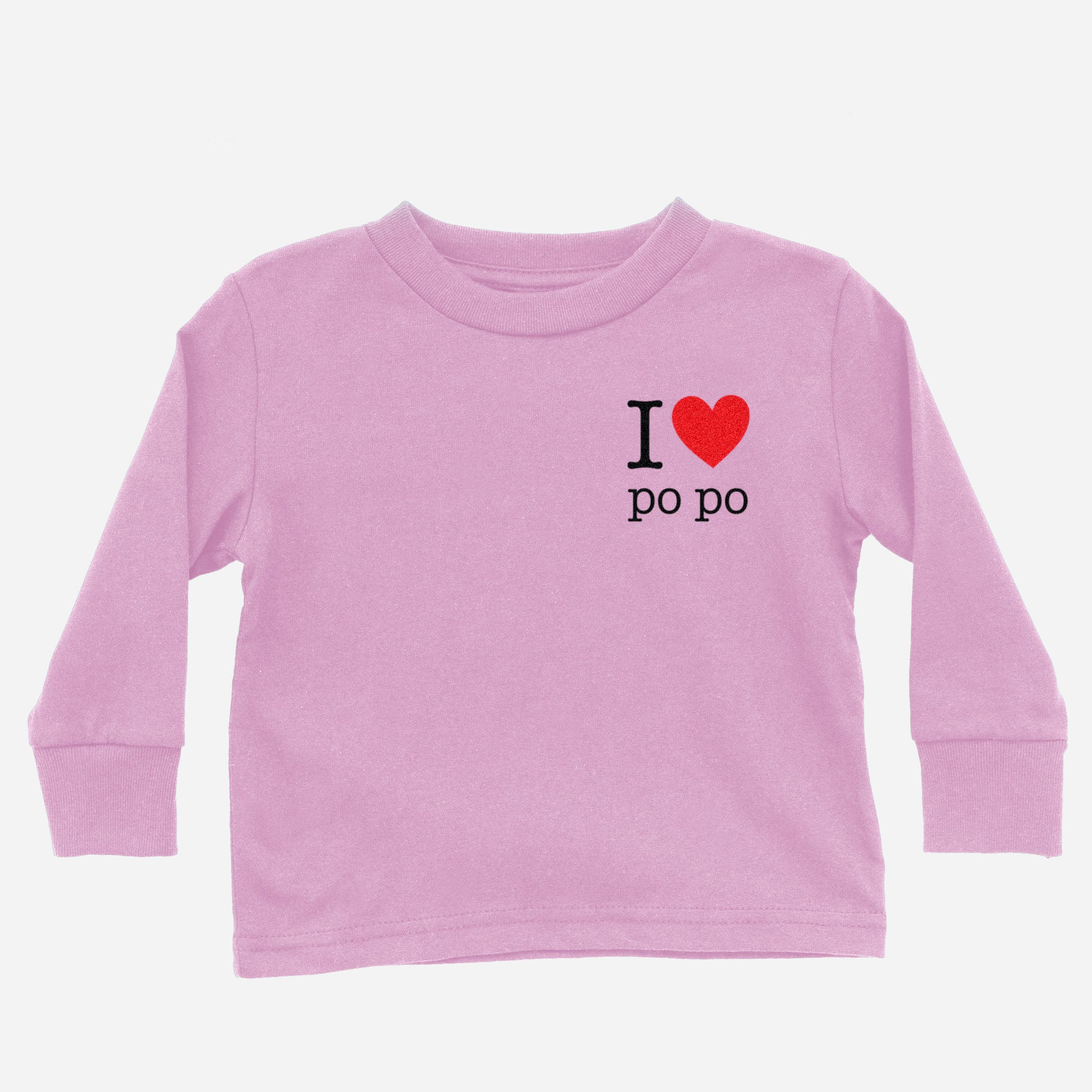 I Heart Grandma / Po Po Cantonese Maternal Long Sleeve Shirt (Toddler) long sleeves La Vie Bien I Heart Grandma / Po Po Cantonese Maternal Long Sleeve Shirt (Toddler)