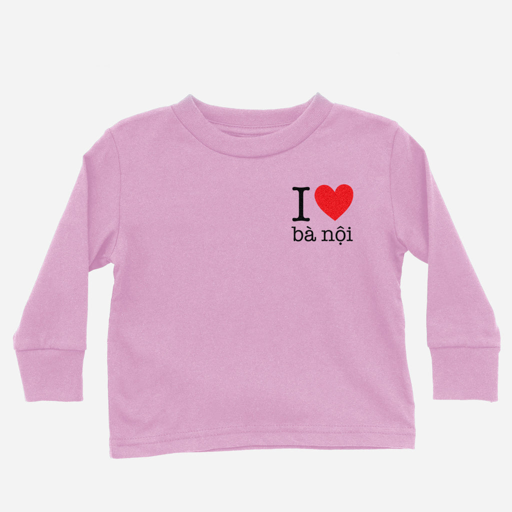 I Heart Grandma Vietnamese Paternal Long Sleeve Shirt (Toddler) long sleeves La Vie Bien I Heart Grandma Vietnamese Paternal Long Sleeve Shirt (Toddler)