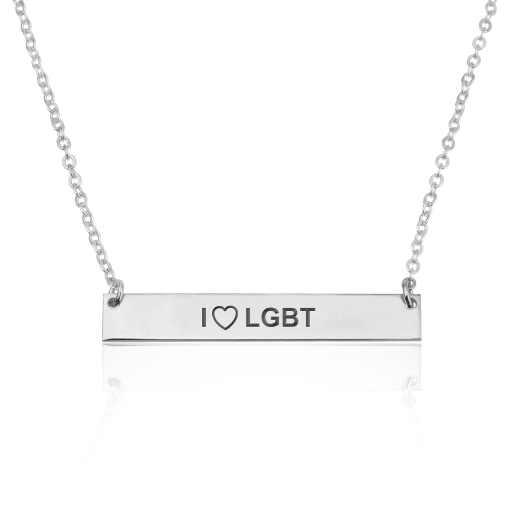 I LOVE LGBT Bar Necklace La Vie Bien I LOVE LGBT Bar Necklace