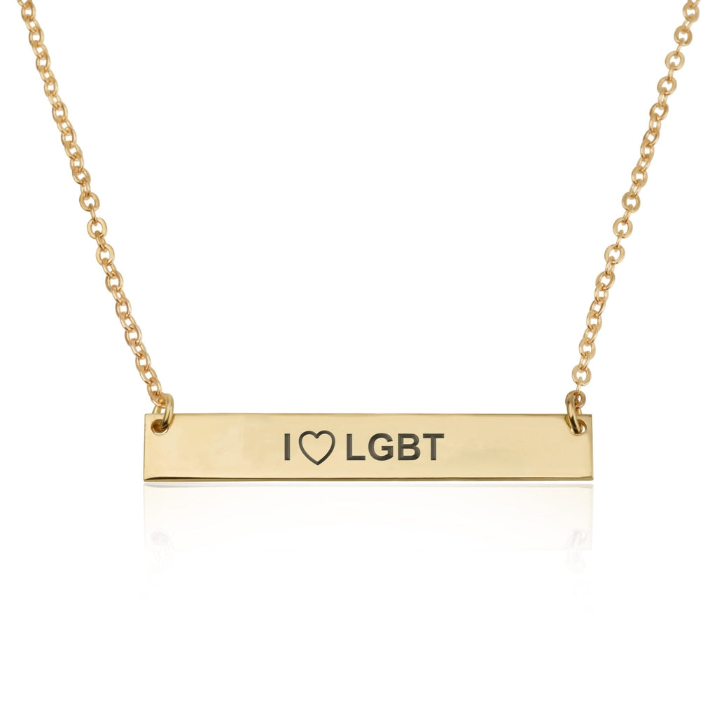 I LOVE LGBT Bar Necklace La Vie Bien I LOVE LGBT Bar Necklace