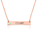 I LOVE LGBT Bar Necklace With Birthstone La Vie Bien I LOVE LGBT Bar Necklace With Birthstone